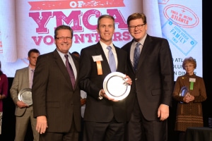 Ed Munster (left), CEO of YMCA Metro Atlanta, Adam Fuller (center), David Stockert (right), Y Board Chair